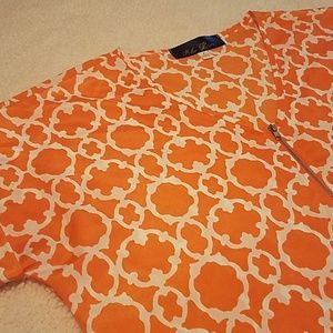 Blue Rain orange/white top